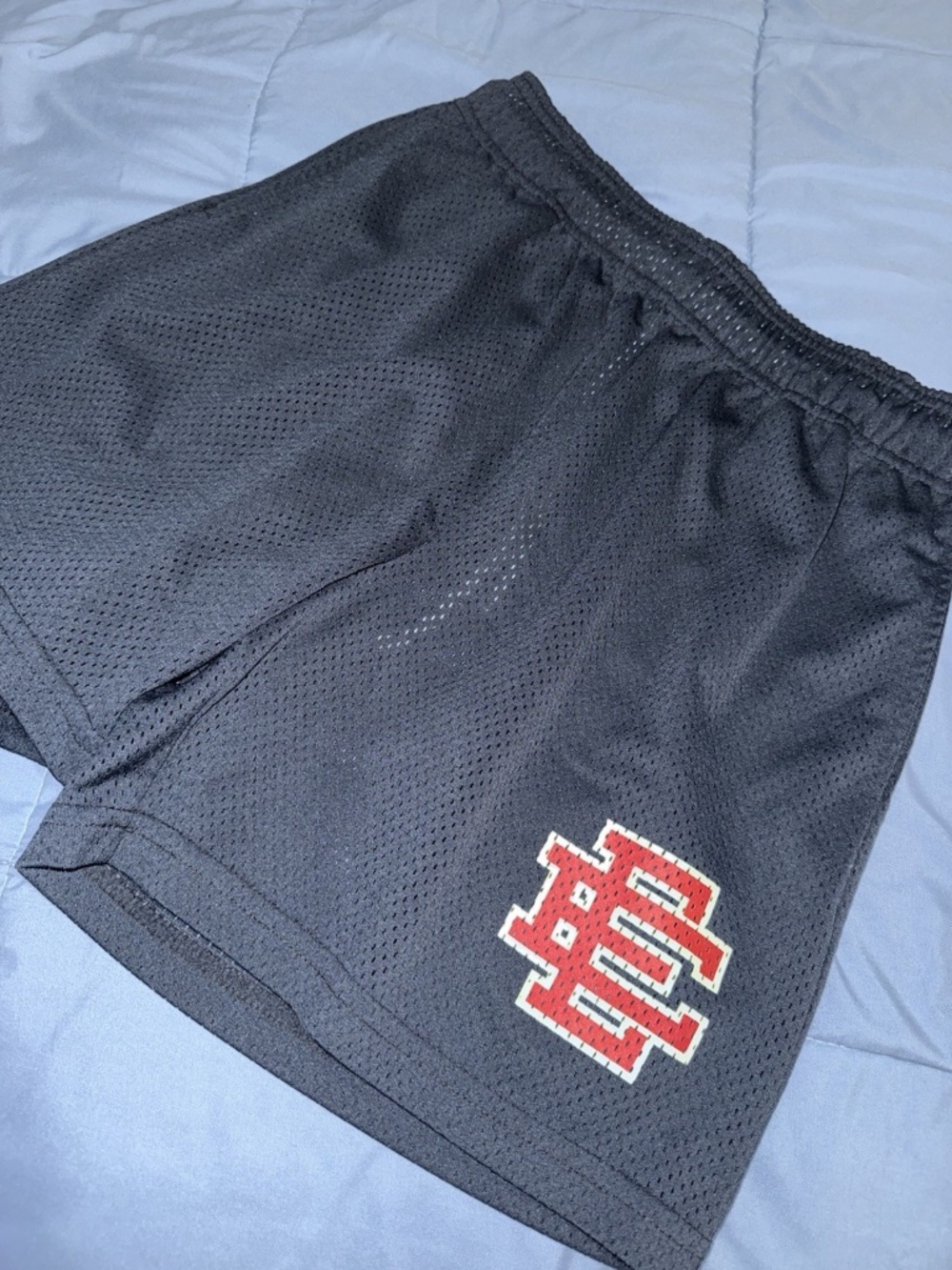 Eric Emanuel Men's Black Mesh Athletic Shorts Elastic Waist Drawstring Size M